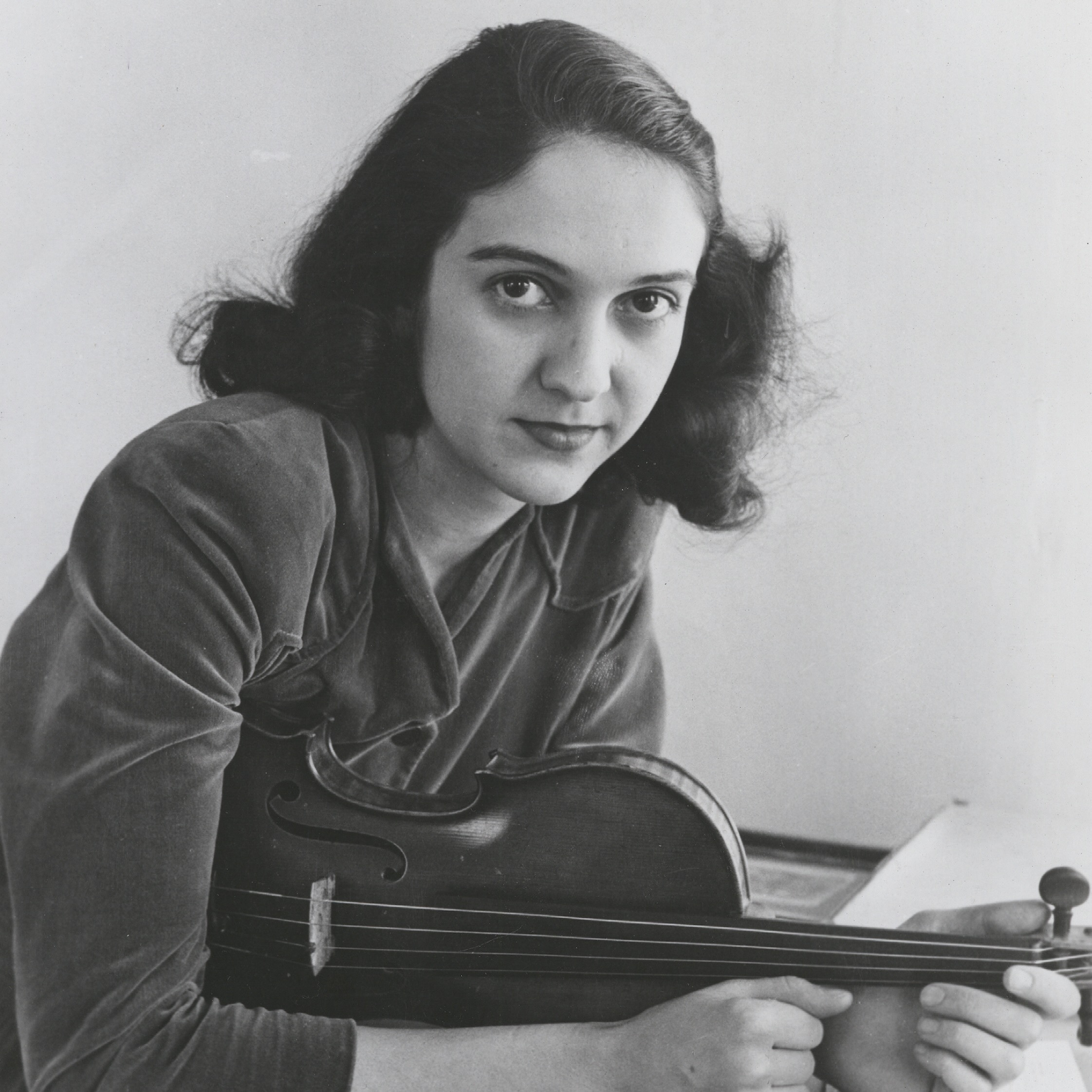 Anahid Ajemian holding a violin
